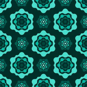 Vector seamless geometric pattern with hexagons on dark green background Stock Illustration