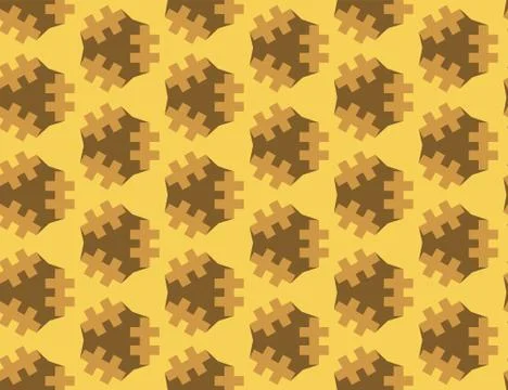 Vector seamless geometric pattern. Light and dark brown lines, shapes, yellow Stock Illustration