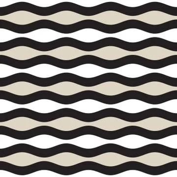 Vector Seamless Geometric Pattern. Monochrome Wavy Lines. Elegant Ripple Stripes Illustrazione stock
