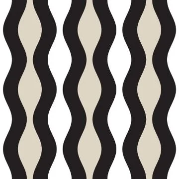 Vector Seamless Geometric Pattern. Monochrome Wavy Lines. Elegant Ripple Stripes Stock Illustration