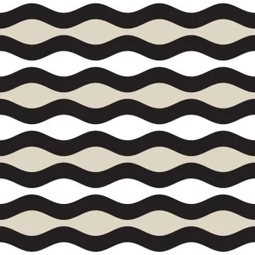 Vector Seamless Geometric Pattern. Monochrome Wavy Lines. Elegant Ripple Stripes 스톡 일러스트