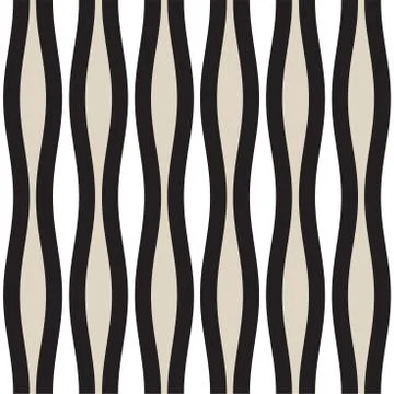 Vector Seamless Geometric Pattern. Monochrome Wavy Lines. Elegant Ripple Stripes Stock Illustration