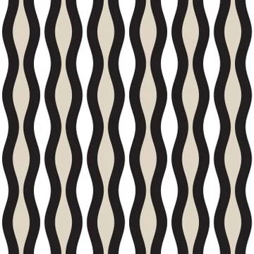 Vector Seamless Geometric Pattern. Monochrome Wavy Lines. Elegant Ripple Stripes Stock Illustration