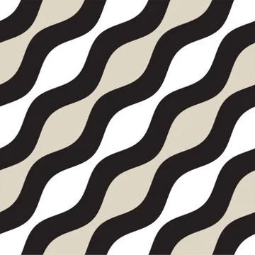 Vector Seamless Geometric Pattern. Monochrome Wavy Lines. Elegant Ripple Stripes 스톡 일러스트
