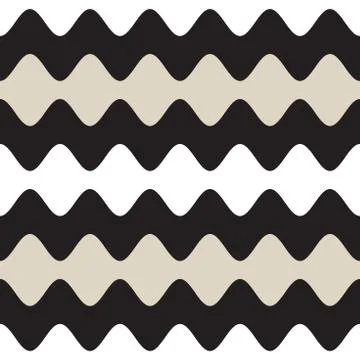 Vector Seamless Geometric Pattern. Monochrome Wavy Lines. Elegant Ripple St.. 스톡 일러스트