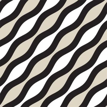 Vector Seamless Geometric Pattern. Monochrome Wavy Lines. Elegant Ripple St.. Stock Illustration