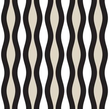 Vector Seamless Geometric Pattern. Monochrome Wavy Lines. Elegant Ripple St.. Stock Illustration