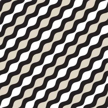 Vector Seamless Geometric Pattern. Monochrome Wavy Lines. Elegant Ripple St.. 스톡 일러스트