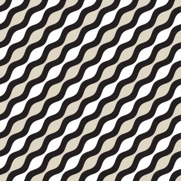 Vector Seamless Geometric Pattern. Monochrome Wavy Lines. Elegant Ripple St.. Stock Illustration