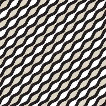 Vector Seamless Geometric Pattern. Monochrome Wavy Lines. Elegant Ripple St.. Stock Illustration