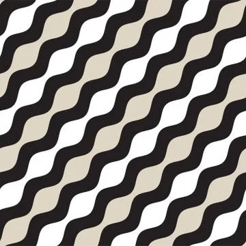 Vector Seamless Geometric Pattern. Monochrome Wavy Lines. Elegant Ripple St.. Stock Illustration