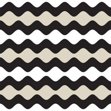 Vector Seamless Geometric Pattern. Monochrome Wavy Lines. Elegant Ripple St.. 스톡 일러스트