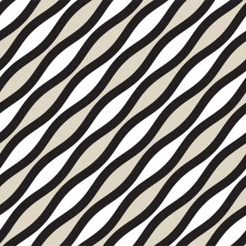 Vector Seamless Geometric Pattern. Monochrome Wavy Lines. Elegant Ripple St.. 스톡 일러스트