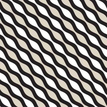 Vector Seamless Geometric Pattern. Monochrome Wavy Lines. Elegant Ripple St.. 스톡 일러스트