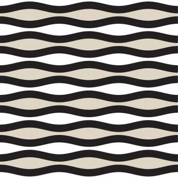 Vector Seamless Geometric Pattern. Monochrome Wavy Lines. Elegant Ripple St.. Stock Illustration