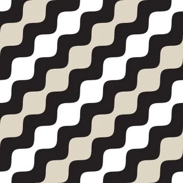 Vector Seamless Geometric Pattern. Monochrome Wavy Lines. Elegant Ripple St.. Illustrazione stock