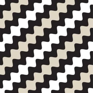 Vector Seamless Geometric Pattern. Monochrome Wavy Lines. Elegant Ripple St.. Stock Illustration