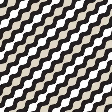 Vector Seamless Geometric Pattern. Monochrome Wavy Lines. Elegant Ripple St.. Stock Illustration