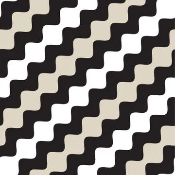 Vector Seamless Geometric Pattern. Monochrome Wavy Lines. Elegant Ripple St.. Stock Illustration
