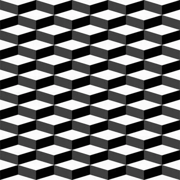 Vector seamless geometric pattern. Monochrome cubes repeatable background イラスト素材