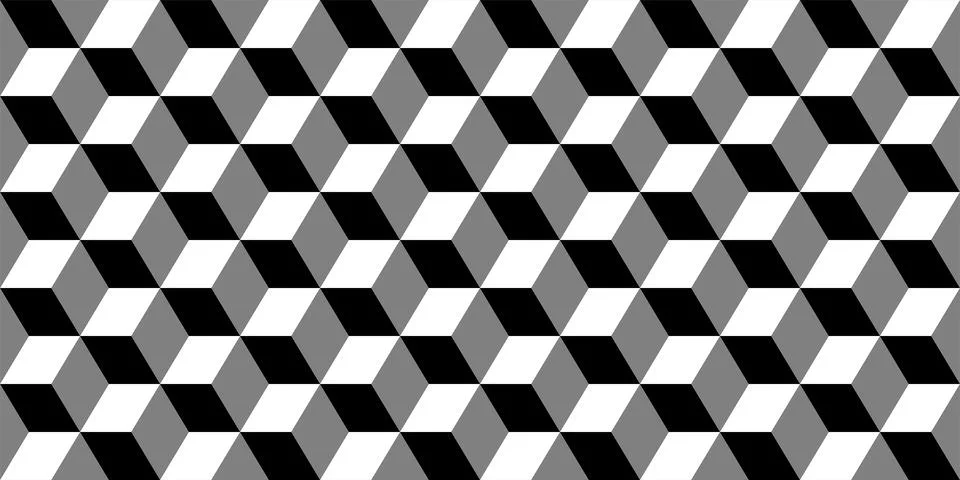 Vector seamless geometric pattern. Monochrome cubes repeatable background Иллюстрация