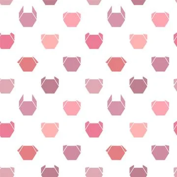 Vector seamless geometric pattern. Pink origami animal. Stock Illustration