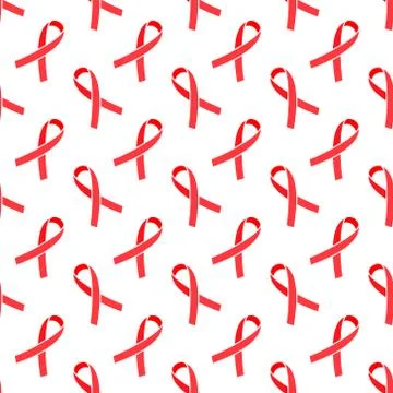 Vector seamless geometric pattern with red ribbons. World AIDS day symbol Stock Illustration