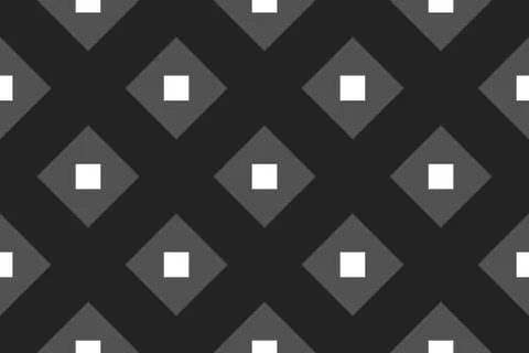Vector seamless geometric pattern. Shaped grey and white squares, black backg Illustrazione stock