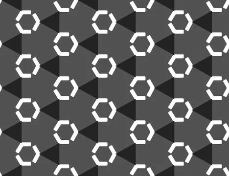 Vector seamless geometric pattern. Shaped white hexagons and black triangles, Stock Illustration