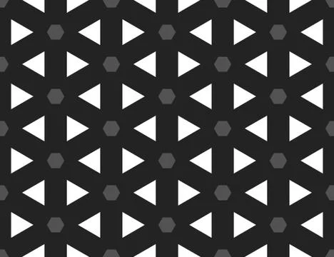 Vector seamless geometric pattern. Shaped grey hexagons and white triangles,  イラスト素材