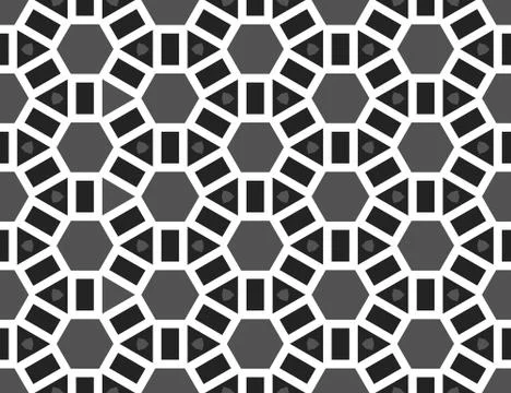 Vector seamless geometric pattern. Shaped hexagons, triangles and rectangles  Illustrazione stock