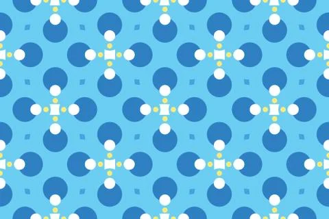 Vector seamless geometric pattern. Shaped circles, squares and diamonds in bl Stock Illustration