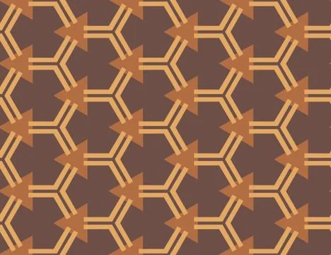 Vector seamless geometric pattern. Shaped light brown line hexagons, brown tr 스톡 일러스트