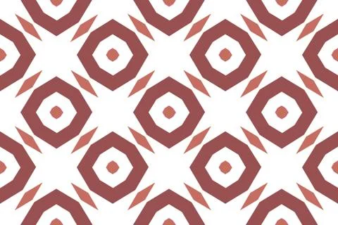 Vector seamless geometric pattern. Shaped brown octagonals, diamonds on white Illustrazione stock