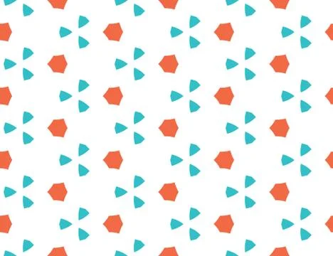 Vector seamless geometric pattern. Shaped orange hexagons, turquoise triangle Illustrazione stock