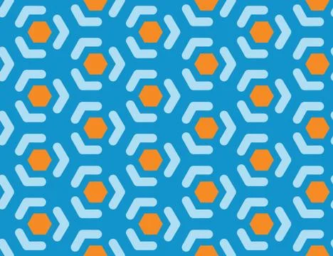 Vector seamless geometric pattern. Shaped brown hexagons, light blue lines, a イラスト素材