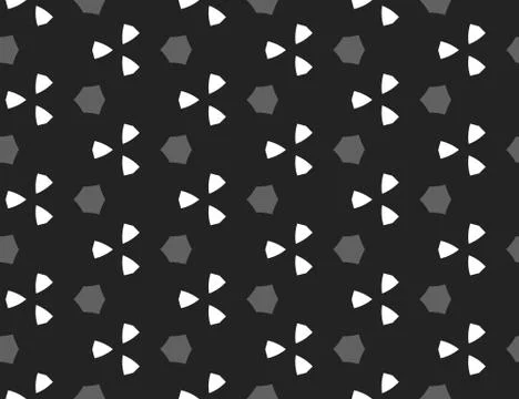 Vector seamless geometric pattern. Shaped grey hexagons, white triangles, bla Stock Illustration