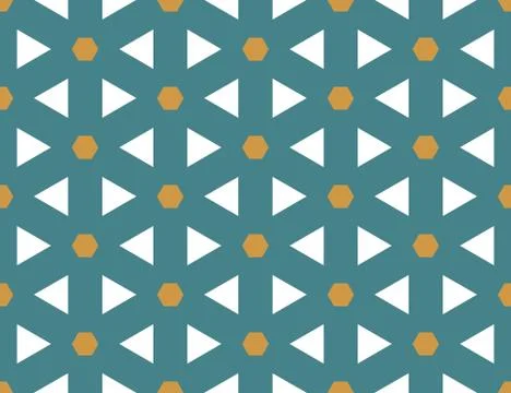 Vector seamless geometric pattern. Shaped brown hexagons, white triangles on  Stock Illustration