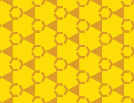 Vector seamless geometric pattern. Shaped brown hexagons and triangles, yello Stock Illustration