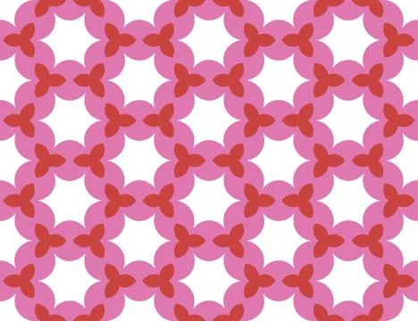 Vector seamless geometric pattern. Shaped in white, pink, red colors. Stock Illustration