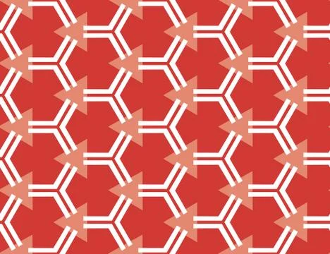 Vector seamless geometric pattern. Shaped white line hexagons, brown triangle Illustrazione stock