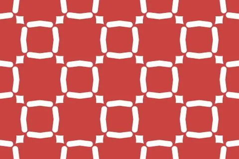 Vector seamless geometric pattern. Shaped white lines, squares, diamonds, red Illustrazione stock