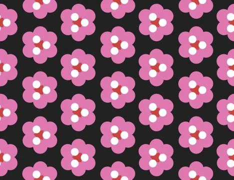 Vector seamless geometric pattern. Shaped red, white and pink circles, triang Illustrazione stock