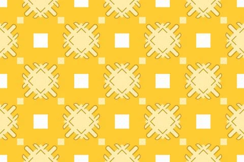 Vector seamless geometric pattern. Shaped white and yellow squares, lines, ye Stock Illustration