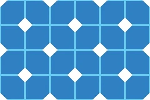 Vector seamless geometric pattern. Shaped white and blue squares and lines, d Stock Illustration