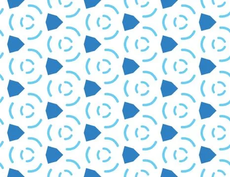 Vector seamless geometric pattern. Shaped in dark, light blue colors, white b Stock Illustration