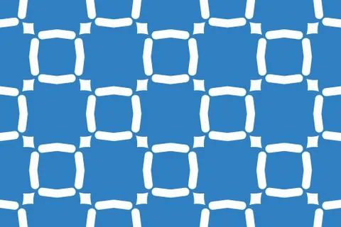 Vector seamless geometric pattern. Shaped white lines, squares, diamonds, blu Stock Illustration