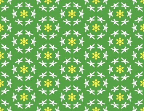 Vector seamless geometric pattern. Shaped yellow and white flowers, shapes on Stock Illustration