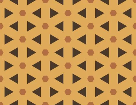 Vector seamless geometric pattern. Shaped brown hexagons, triangles on brown  스톡 일러스트