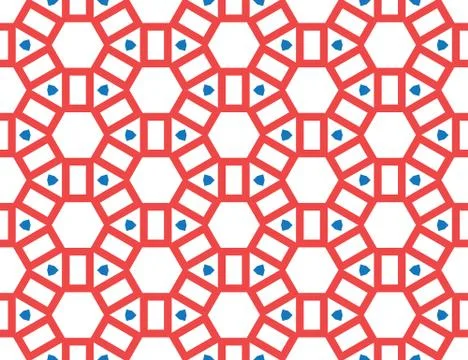 Vector seamless geometric pattern. Shaped red and blue hexagons, triangles an イラスト素材